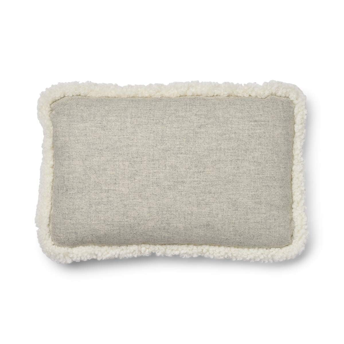 Wool Cushion Short Trim Silver/Ivory Medium