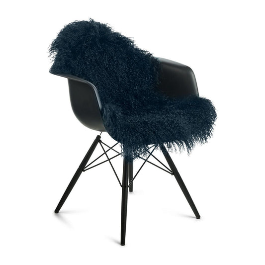 Curly Sheepskin Rug/Throw Navy Small