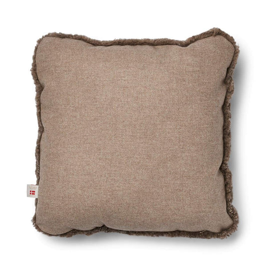 Short-Wool Sheepskin Cushion Beige/Taupe Square Large