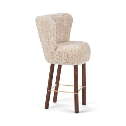 Emilia Bar Stool Pearl Walnut Legs Brass Frame