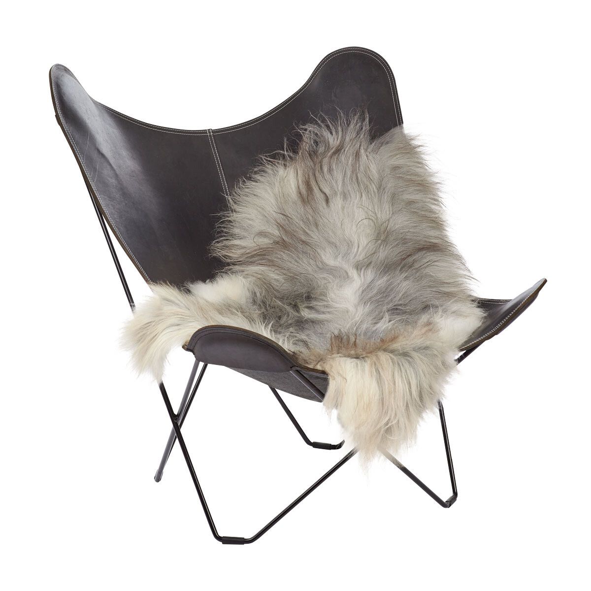 Icelandic Sheepskin Rug/Throw Natural Grey 120+ cm