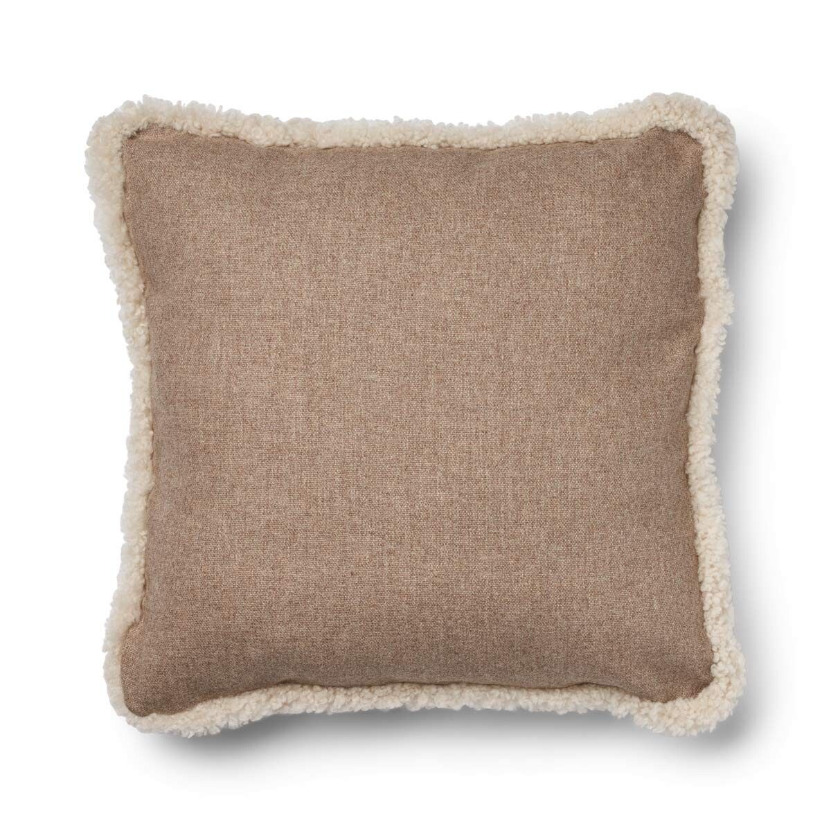Wool Cushion Short Trim Beige/Pearl Large