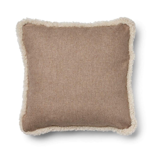 Wool Cushion Short Trim Beige/Pearl Large