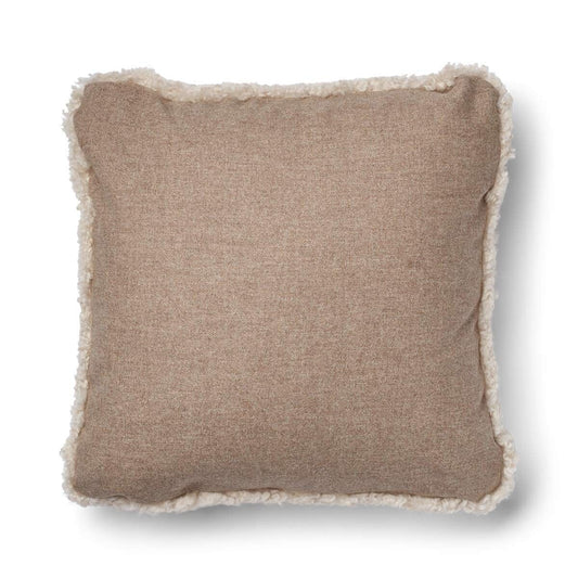 Sheepskin Short Trim Cushion Beige/Pearl Large