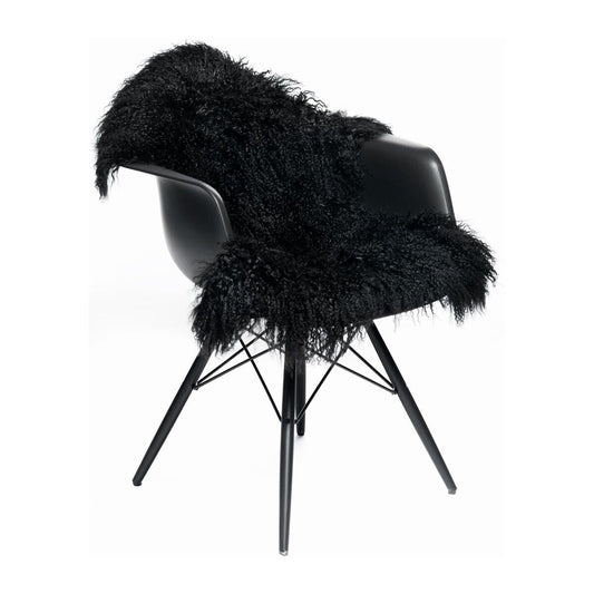 Curly Sheepskin Rug/Throw Black Large