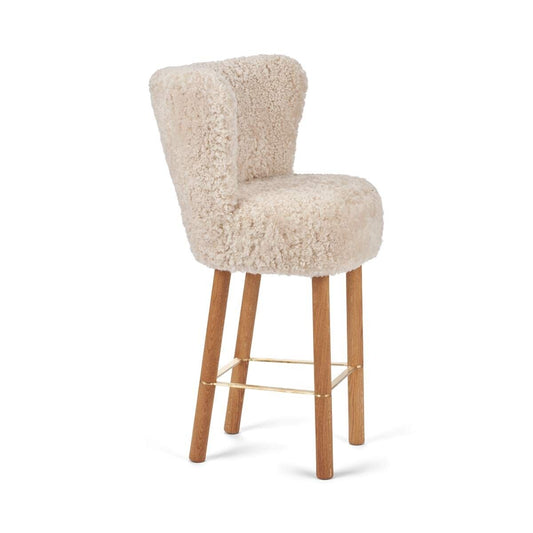 Emilia Bar Stool Pearl Oak Legs Brass Frame