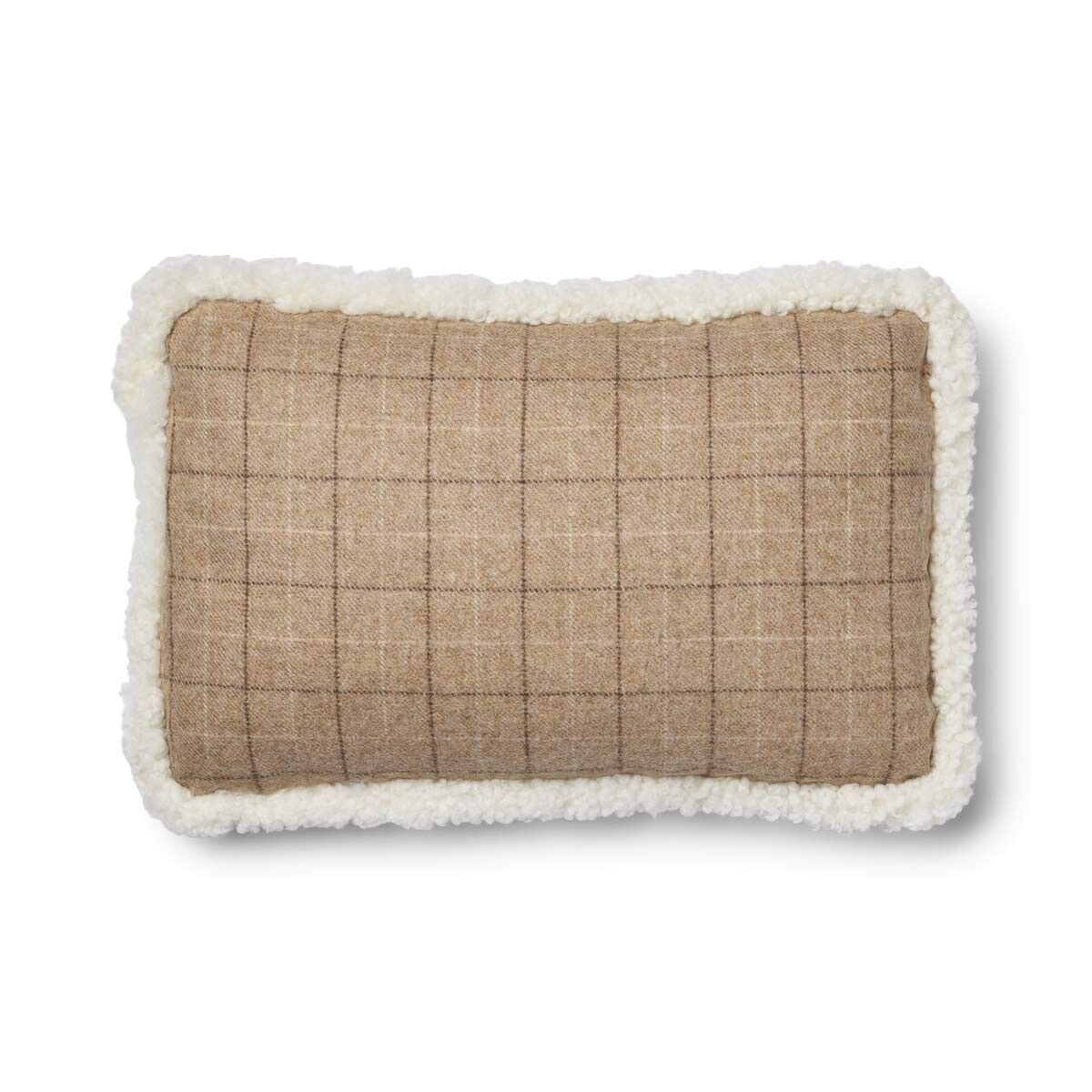 Wool Cushion Short Trim Doublesided Oatmeal-Beige/Ivory Medium