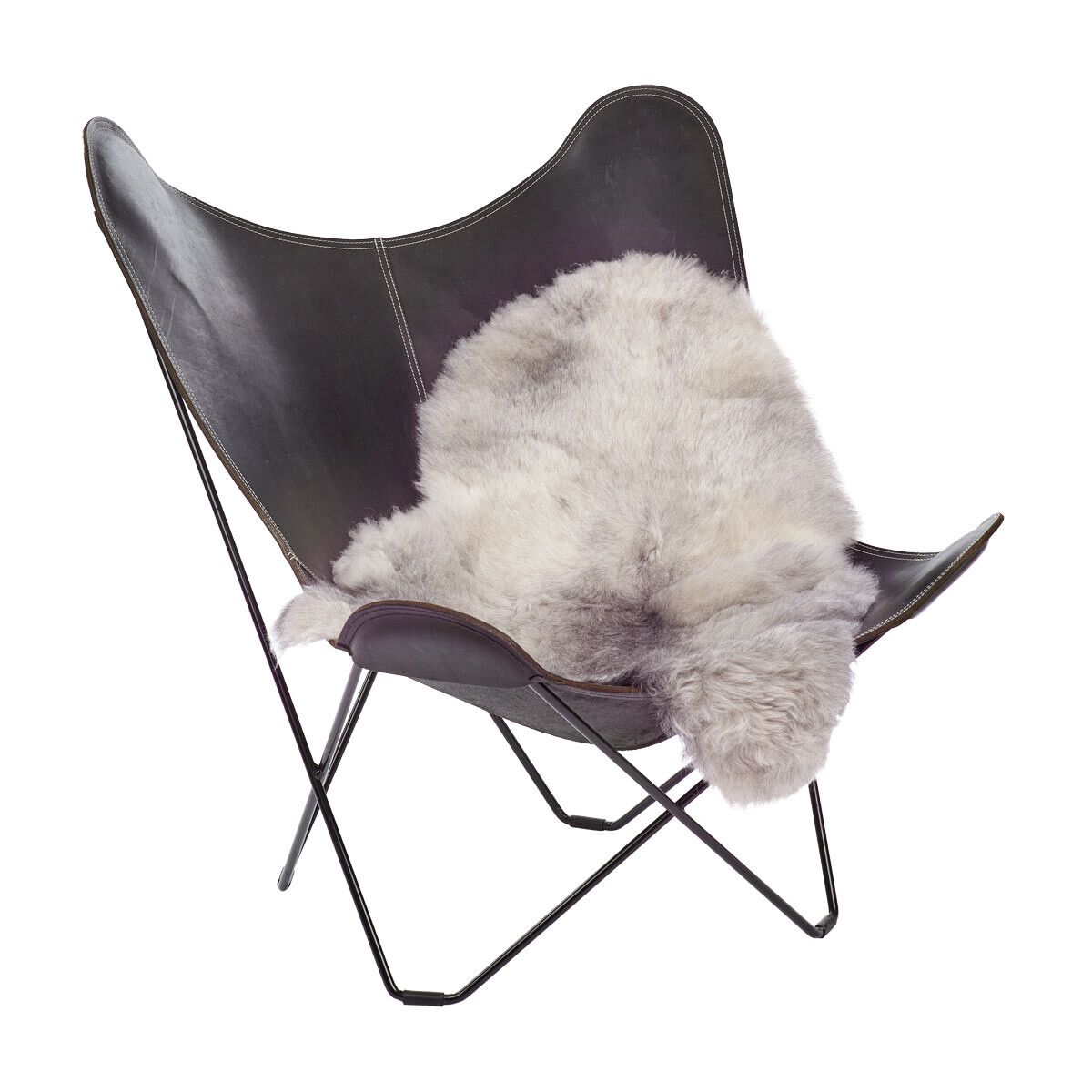 Icelandic Sheepskin Rug/Throw Natural Grey 120+ cm