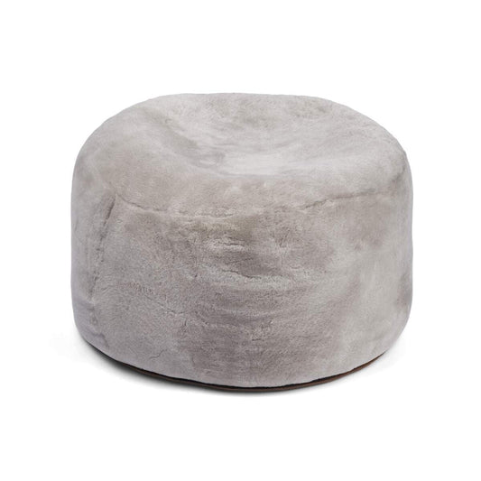 Round Moccasin Pouf Silver Grey