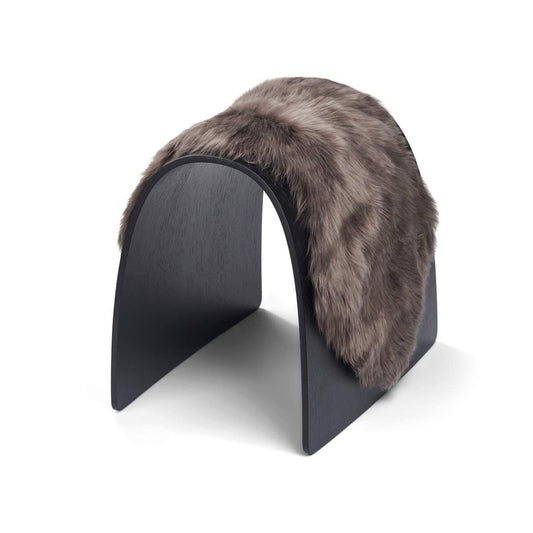 Sheep Stool Cover Long Wool Walnut Medium
