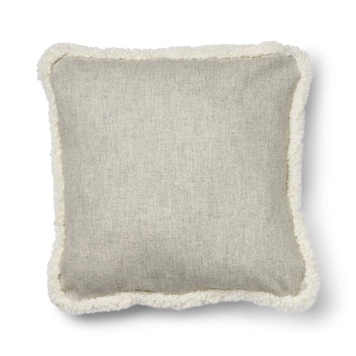 Wool Cushion Short Trim Silver/Ivory Large