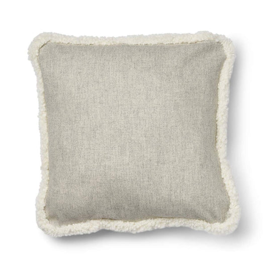 Wool Cushion Short Trim Silver/Ivory Large