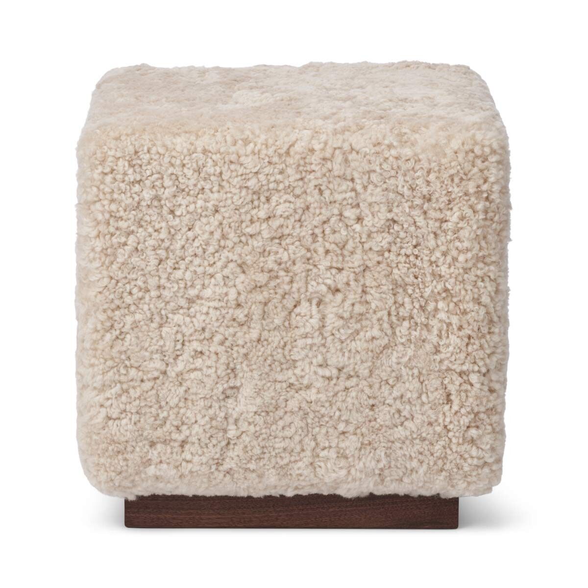 Benjamin Cube Stool/Pouf Pearl & Walnut
