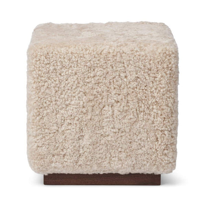 Benjamin Cube Stool/Pouf Pearl & Walnut