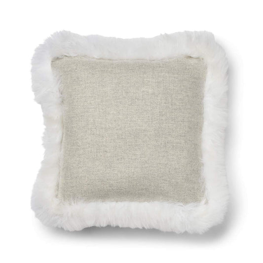 Wool Cushion Long Trim Silver/Ivory Large