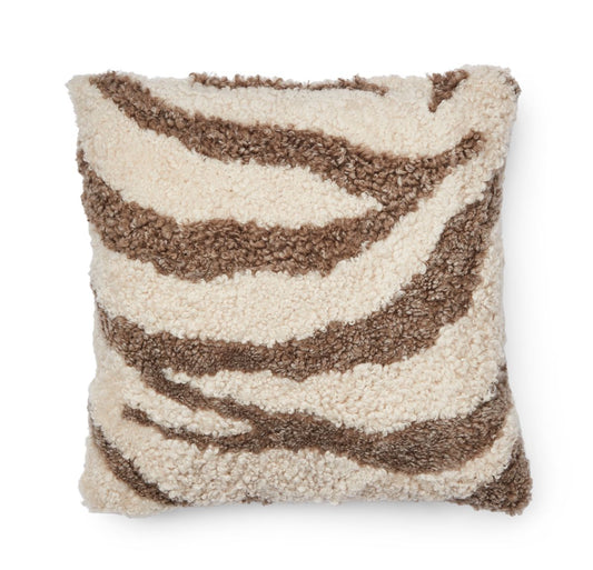 Zebra Cushion Doublesided Pearl/Taupe Large