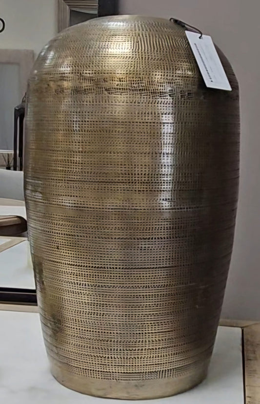 Zaley Hammered Metal Vase Brass Large