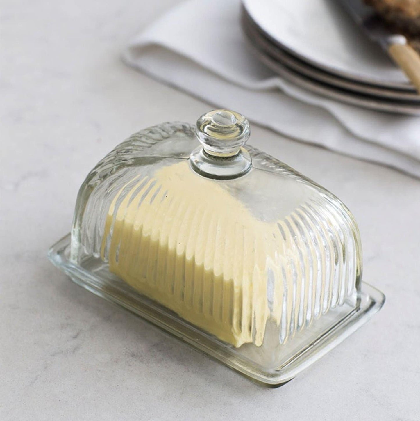 Cornbury Pressed Glass Butter Dish