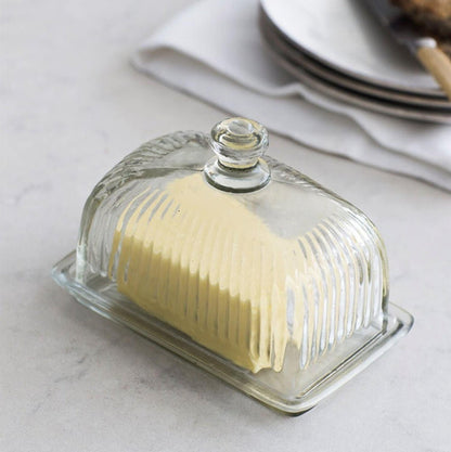 Cornbury Pressed Glass Butter Dish