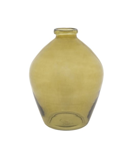 Large Olive Handblown Glass Vase