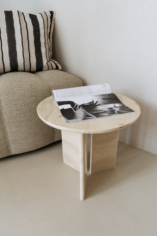 Travertine marble side table Jade