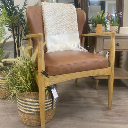 Tomos Antique Brown Leather Armchair