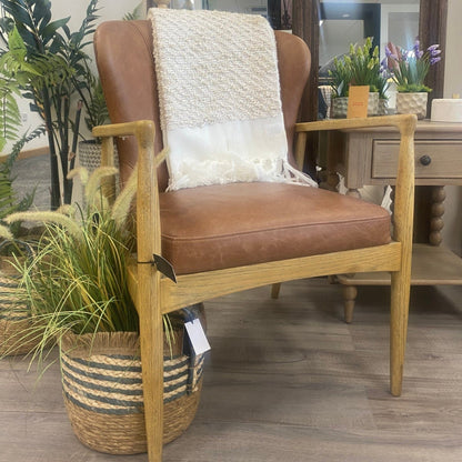 Tomos Antique Brown Leather Armchair